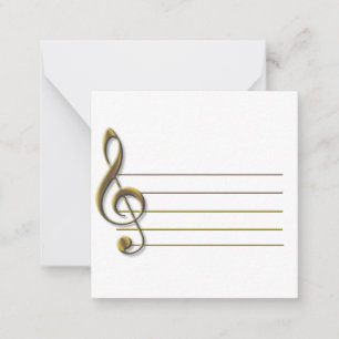Gold Treble Clef Blank Notecard