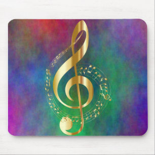 Gold Treble Clef Colourful Design Mouse Pad