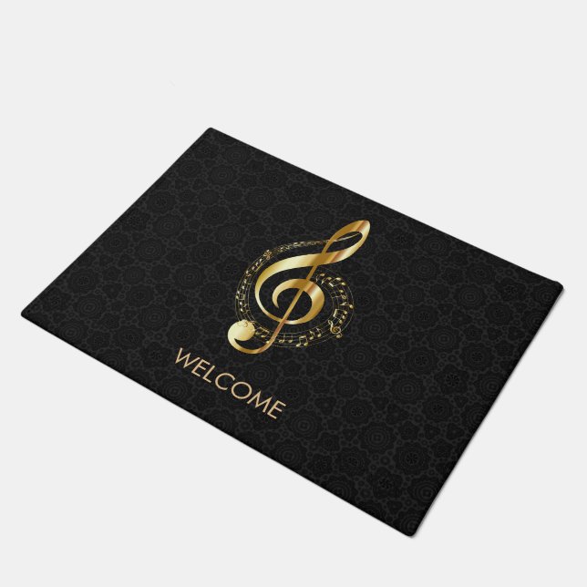 Gold Treble Clef Doormat (Angled)