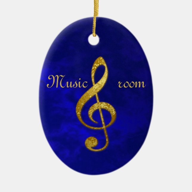 "gold" treble clef - home decor ceramic tree decoration (Front)