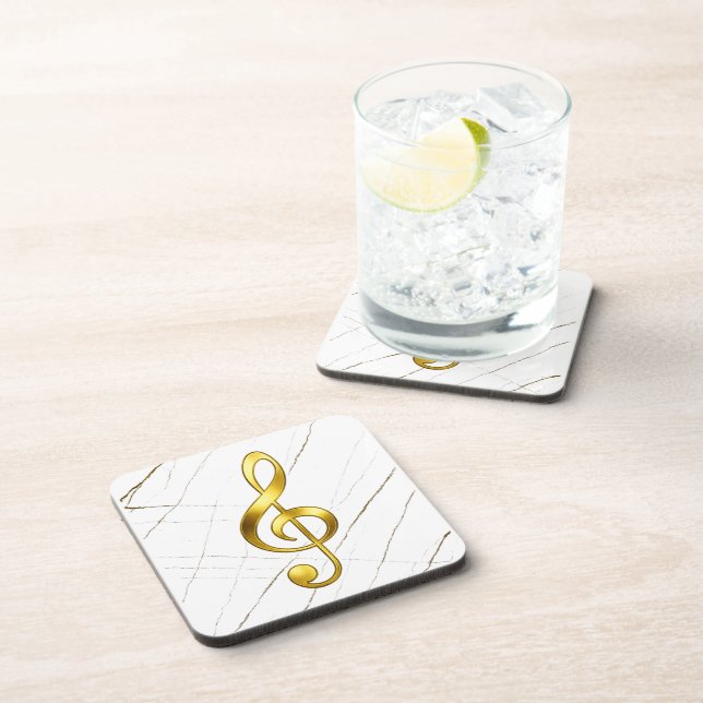Gold Treble Clef Marble Home Decor Coaster (Right Side)