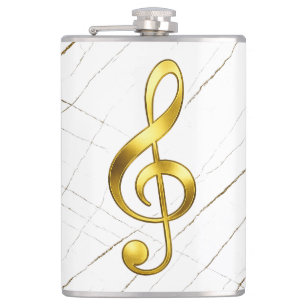 Gold Treble Clef Marble Home Decor Hip Flask