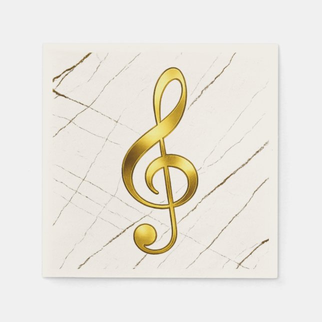 Gold Treble Clef Marble Home Decor Napkin (Front)