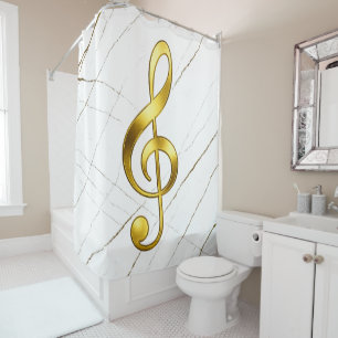 Gold Treble Clef Marble Home Decor Shower Curtain