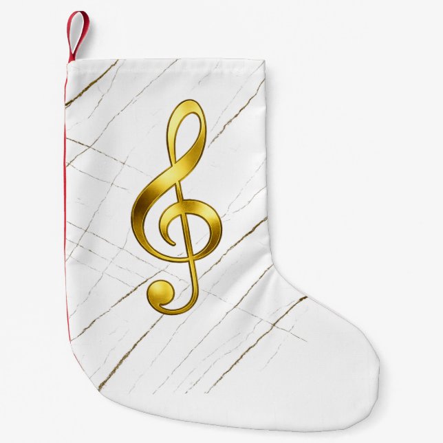 Gold Treble Clef Marble Home Decor Small Christmas Stocking (Front)