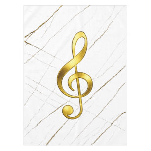 Gold Treble Clef Marble Home Decor Tablecloth