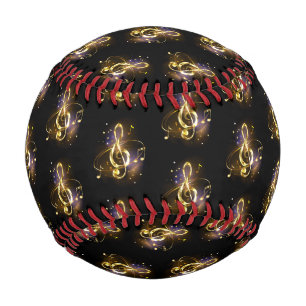 Gold Treble Clef Music Baseball
