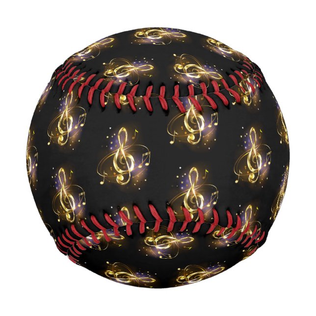 Gold Treble Clef Music Baseball (Front)