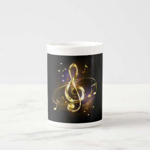 Gold Treble Clef Music Bone China Mug