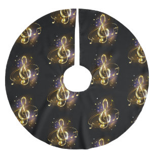 Gold Treble Clef Music Brushed Polyester Tree Skirt