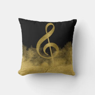 Gold Treble Clef Music Cloud Cushion