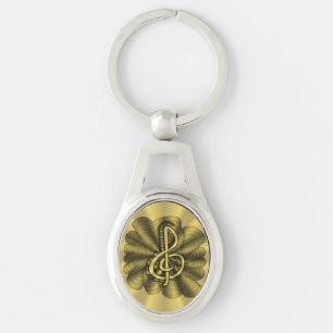 Gold Treble Clef Music Design Key Ring