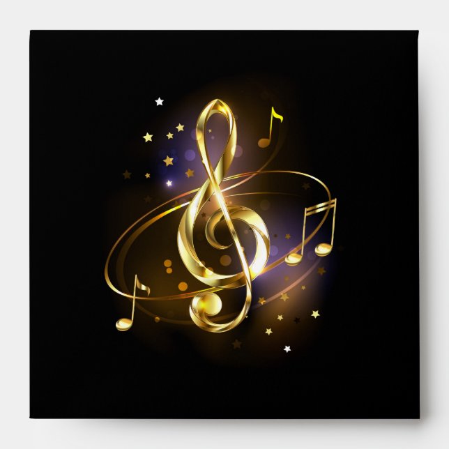 Gold Treble Clef Music Envelope (Front)