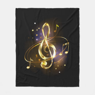 Gold Treble Clef Music Fleece Blanket