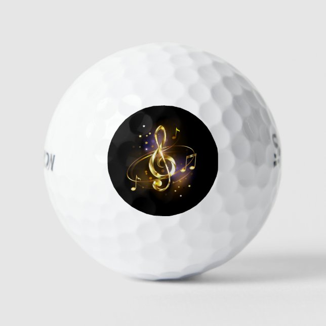 Gold Treble Clef Music Golf Balls (Front)