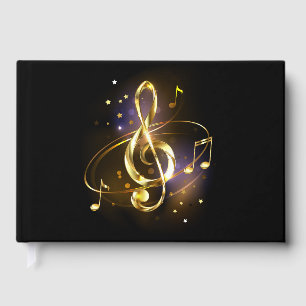 Gold Treble Clef Music Guest Book