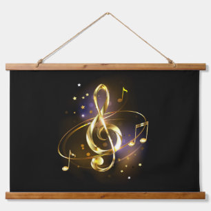 Gold Treble Clef Music Hanging Tapestry