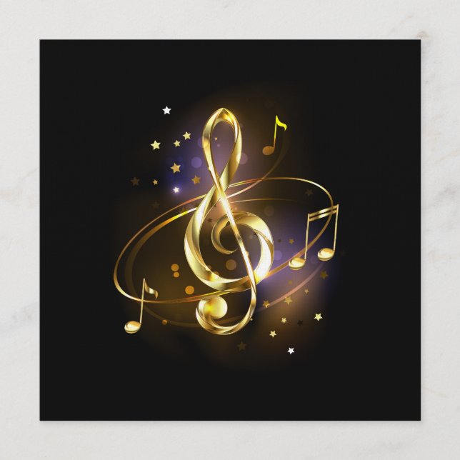 Gold Treble Clef Music Invitation (Front)