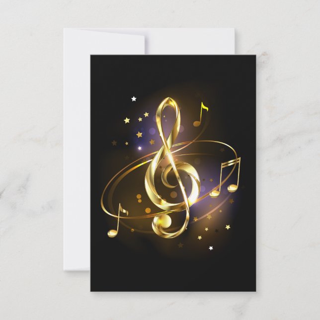 Gold Treble Clef Music Invitation (Front)