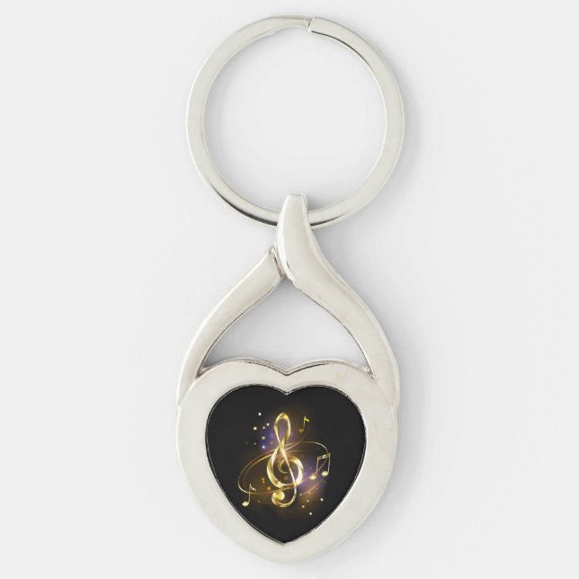 Gold Treble Clef Music Key Ring (Front)