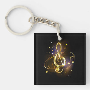 Gold Treble Clef Music Key Ring