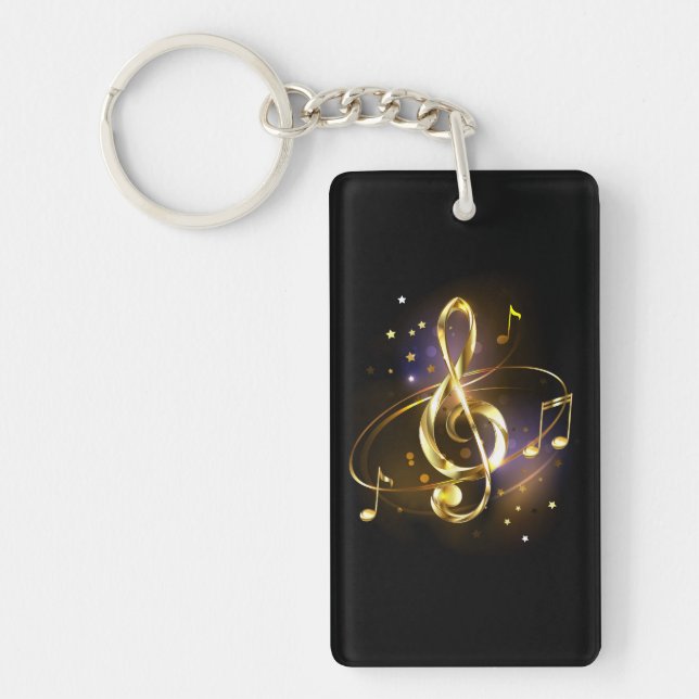 Gold Treble Clef Music Key Ring (Front)
