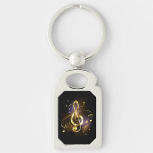 Gold Treble Clef Music Key Ring