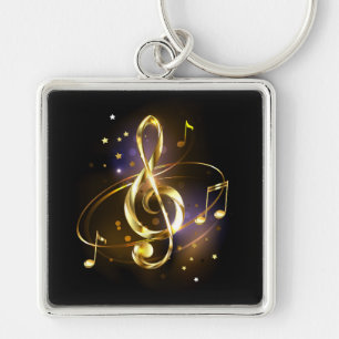 Gold Treble Clef Music Key Ring
