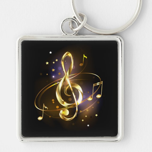 Gold Treble Clef Music Key Ring (Front)