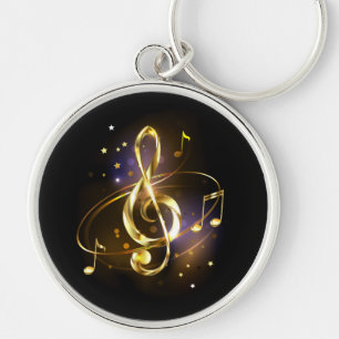 Gold Treble Clef Music Key Ring