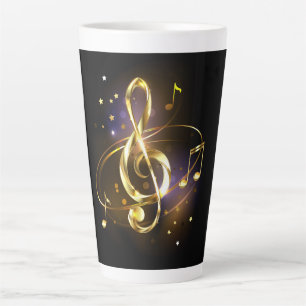 Gold Treble Clef Music Latte Mug