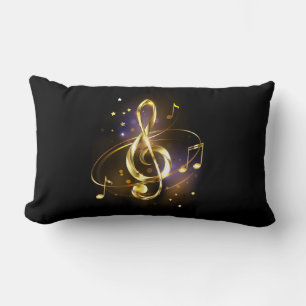 Gold Treble Clef Music Lumbar Cushion