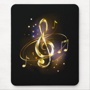 Gold Treble Clef Music Mouse Pad