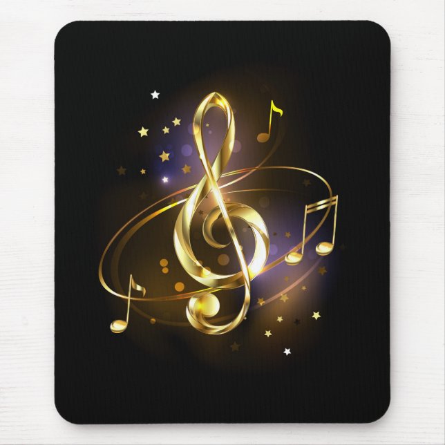 Gold Treble Clef Music Mouse Pad (Front)