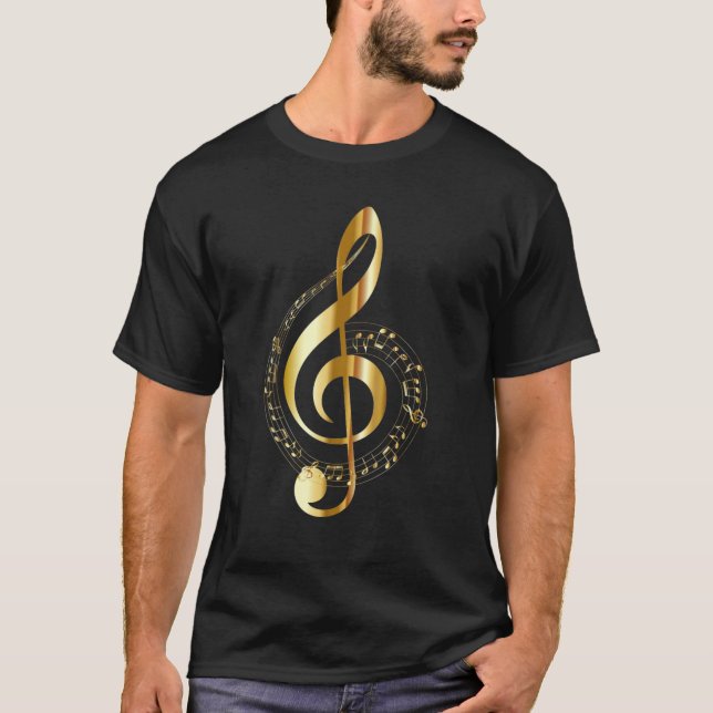 GOLD TREBLE CLEF MUSIC NOTE T-Shirt (Front)