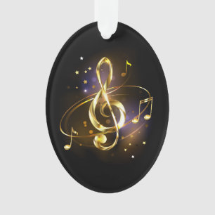 Gold Treble Clef Music Ornament