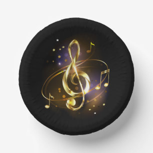 Gold Treble Clef Music Paper Plate