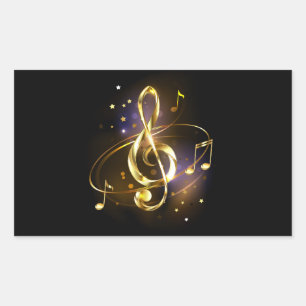 Gold Treble Clef Music Rectangular Sticker