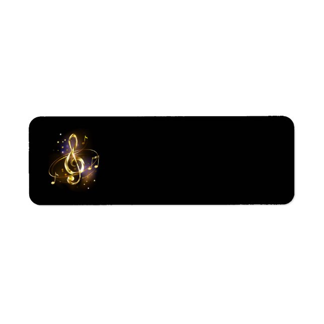 Gold Treble Clef Music Return Address Label (Front)