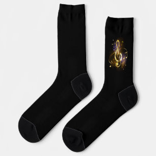 Gold Treble Clef Music Socks