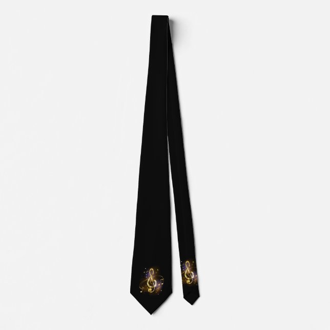 Gold Treble Clef Music Tie (Front)
