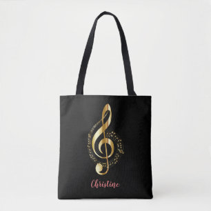 Gold Treble Clef Music Tote Bag