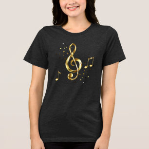 Gold Treble Clef Music Tri-Blend Shirt