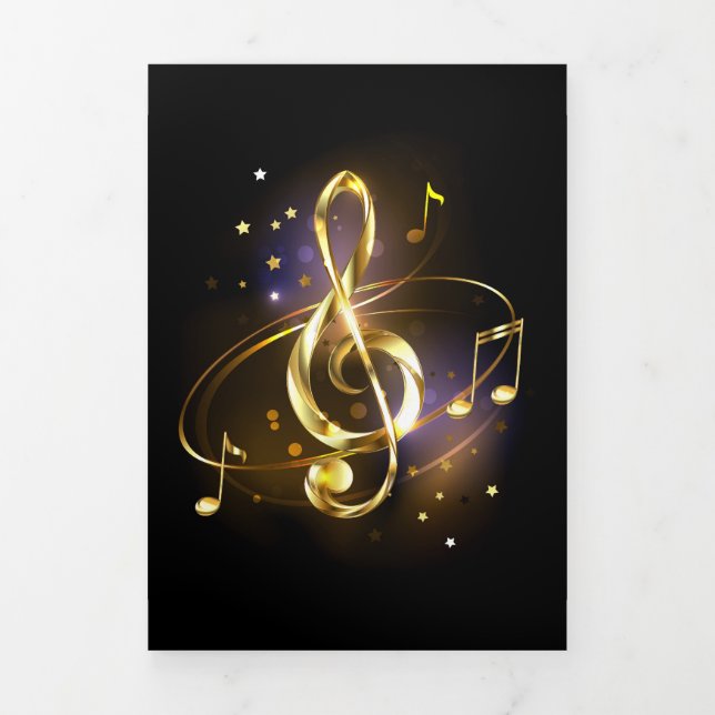 Gold Treble Clef Music Tri-Fold Programme (Cover)