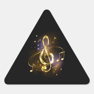 Gold Treble Clef Music Triangle Sticker