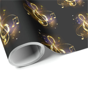 Gold Treble Clef Music Wrapping Paper