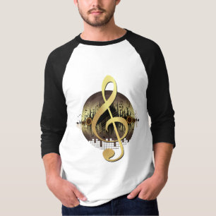 Gold Treble Clef Vinyl Record Music Lover Artistic T-Shirt
