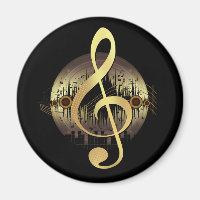 Gold Treble Clef Vinyl Record Music Lover Magnet