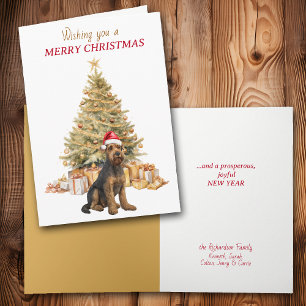 Gold Tree Airedale Terrier Dog Christmas Card