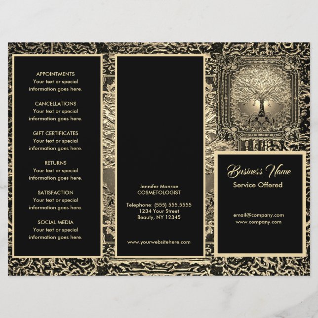 Gold Tree and Black  Menu & Pricing (Front)